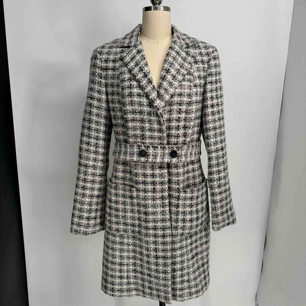 Worth Womens Coat Gray Belted Lined Gray US Size 8 Or M